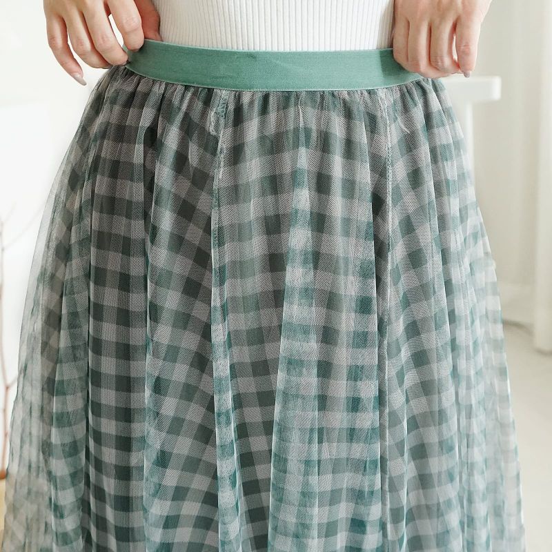 MDLV ~ 9211# Coletta Plaid Tulle Skirt Tok Tutu Dewasa Import