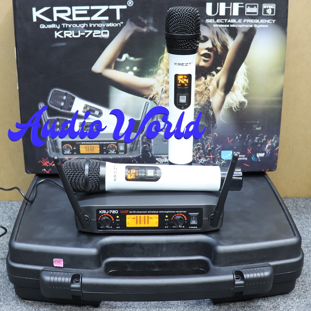 MICROPHONE MIC WIRELESS KREZT KRU 720 KRU-720 MIC HANDHELD