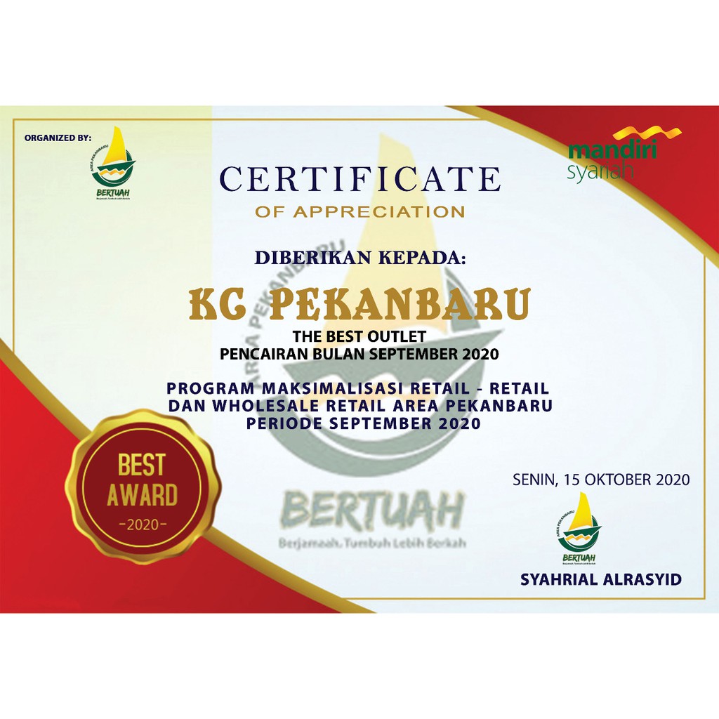 [COD&FREE ONGKIR MAKSIMAL 8KM SE PEKANBARU]Print dan Cetak Sertifikat Piagam Penghargaan Ukuran A4