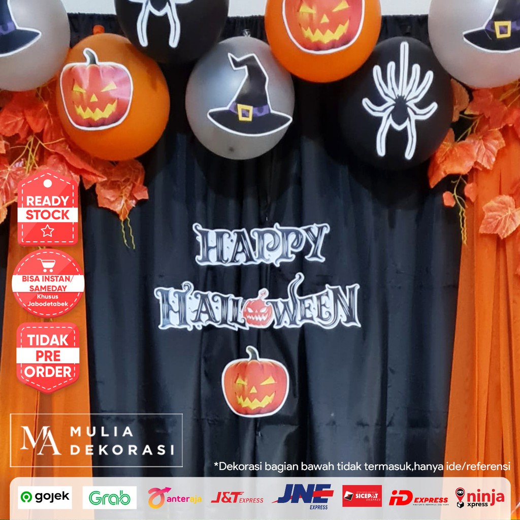 Dekorasi Backdrop Photobooth Tema  Halloween Pesta  Background Halloween Trick or Treat Backdrop