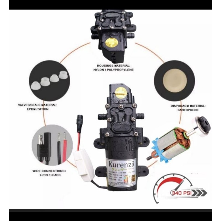 🇯🇵Paket Mesin 340psi 10A Otomatis Water Pump DC Dinamo Tekanan Tinggi Air Diafragma Elektrik Japan Quality