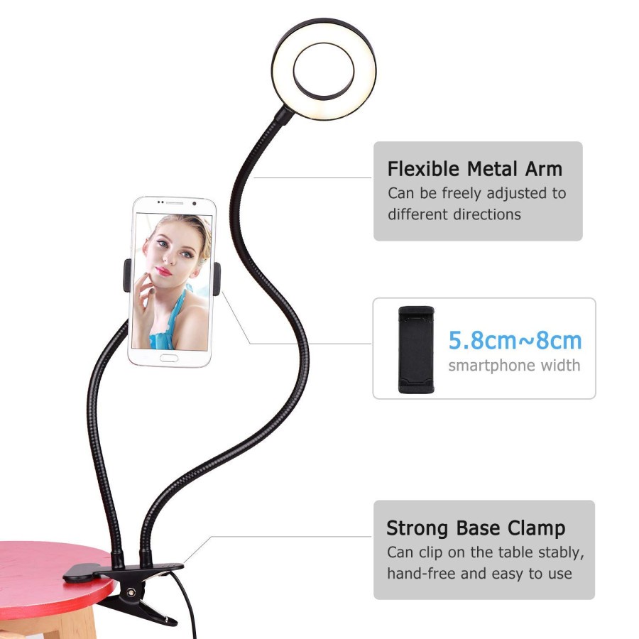 Lazypod Phone Stand Flexible Ring Light 2 in 1 For Live Stream Video