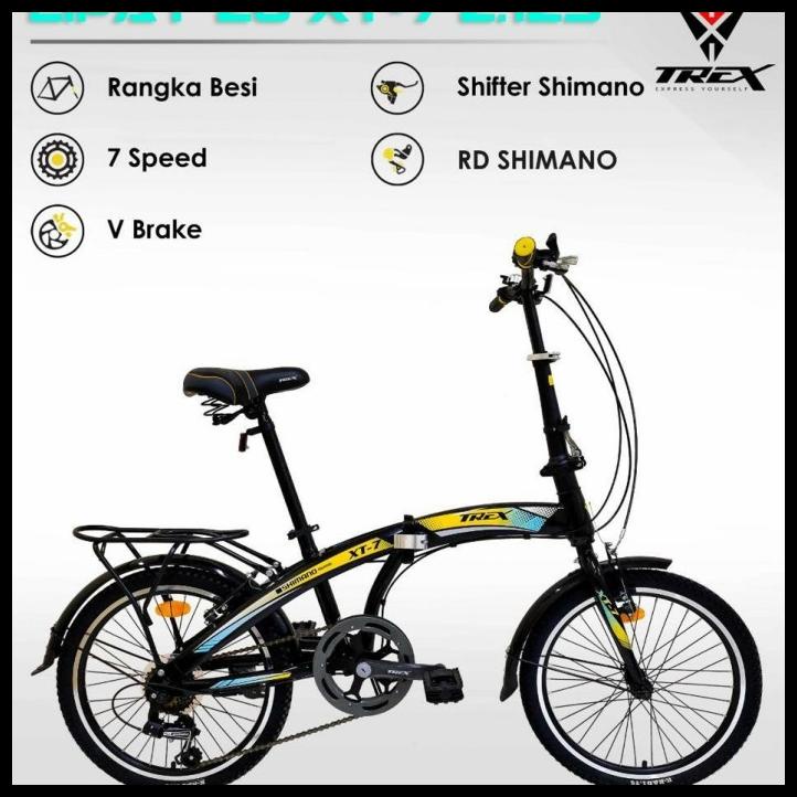Sepeda Lipat Xt 7 Trex 7 Speed Folding Bike Shimano