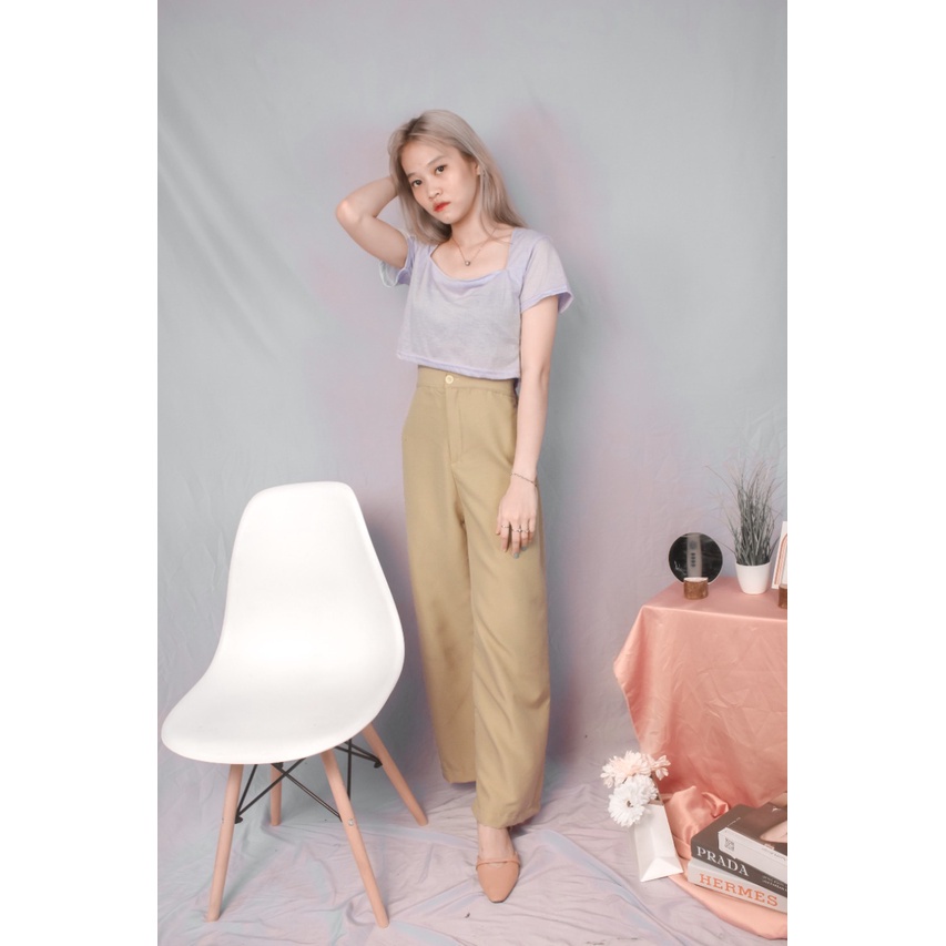 BEFAST - ZRX OOTD Celana Kulot ALIMAH / Celana Kulot Panjang Hw Highwaist Kancing Reseleting Rayon Premium / Kulot Kekiniaan Wanita Remaja / Celana Pankang Polos Casual / Celana Kulot Terlaris / Trendy / Celana Panjang Kulot Banyak Warna / Termurah