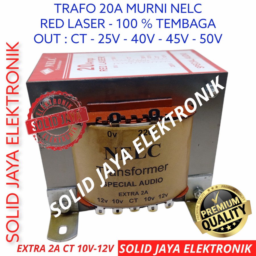 TRAVO TRAFO 20A MURNI BESAR RED LASER NELC CT 25V 40V 45V 50V 20 A AMPER TRANFORMER KOTAK 20A 25 40 45 50 V VOLT NELC MERAH PLUS EXTRA 2A CT TRAPO TEMBAGA MURNI ASLI