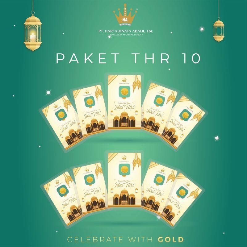 Emas 0,1 gram: 10 pcs Hartadinata (paket THR 10, lebaran putih)