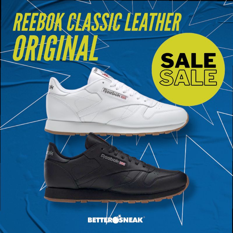 Reebok Classic Leather White / Gum - Black / Gum Original Resmi PT MAP