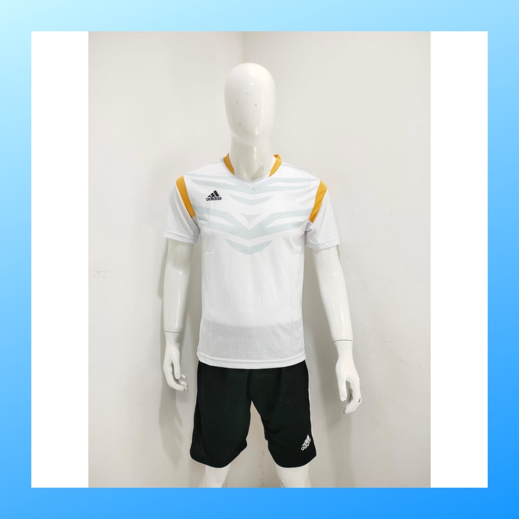 jersey futsal pria kaos sepak bola baju dan celana setelan wanita dewasa t-shirt outfit seragam jarsey kostum olahraga pakaian apparel print sport jersy soccer casual jersi suit AD165 putih