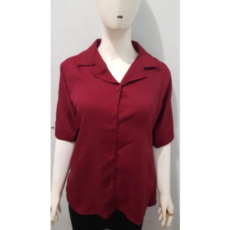 Kemeja Wanita Korea Style Jumbo Lengan Pendek Terkini 2021-7