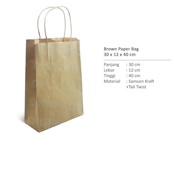 

♦ [Digipack] Brown Paper Bag Tali 30 x 12 x 40 | Kantong Kertas Coklat ♖