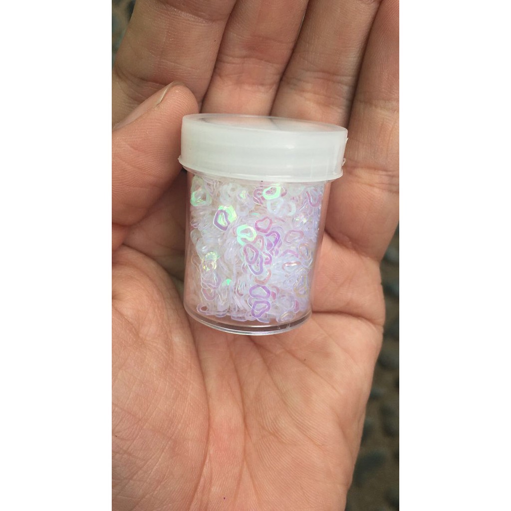 

Terbatas - GLITTER HOLOGRAM LOVE PUTIH / holo gliter iris hiasan slime nailart - [DNY]