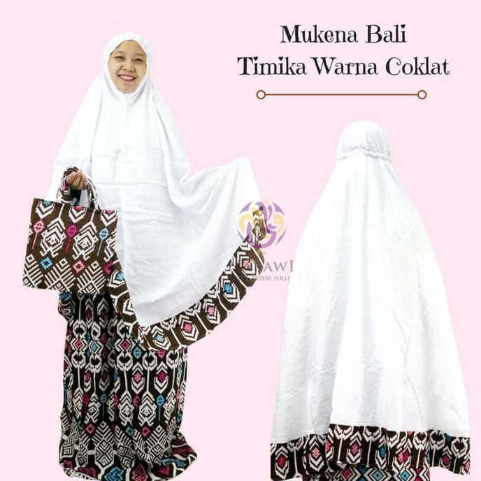 Mukena Mukenah Setelan Katun Bali Motif Batik Timika Warna Jumbo - Merah Muda ALE35