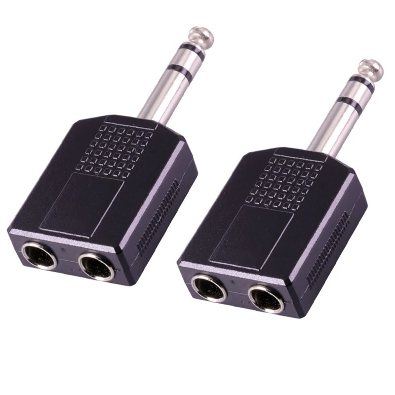 2pcs Jek Jack Stereo Audio Mic Microphone Gitar 6.3mm Y Splitter 2x 6.3 mm