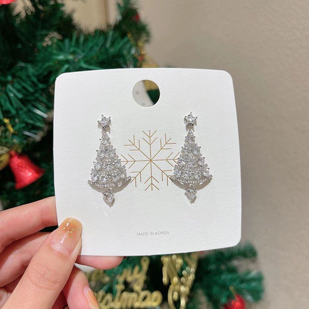 Mxbeauty Anting Pohon Natal Trendi Mewah Wanita Hadiah Cinta Hati Gaya Korea Anting Wanita Drop Earrings