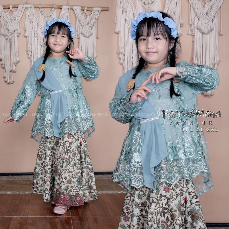 SETELAN KEBAYA ANAK//KEBAYA SELENDANG AURORA TILLE //By Ferry Mena