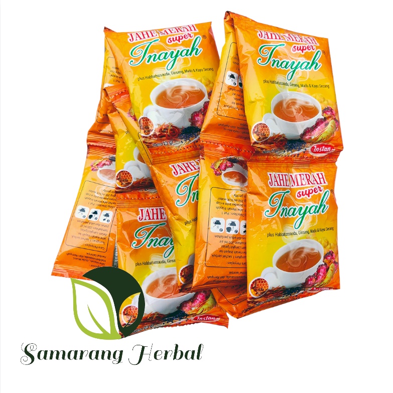 

Jahe merah super Inayah plus Habbat dan Kayu secang per RENCENG isi 12 sachet