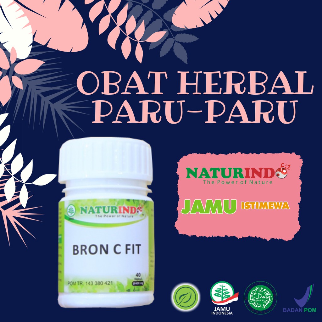 OBAT HERBAL GURAH PARU PARU BATUK MENAHUN SINUSITIS ASMA SESAK NAFAS BRON C FIT NATURINDO 40 KAPSUL