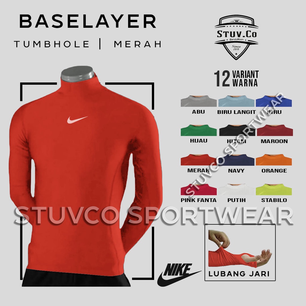 BASELAYER LONGSLEEVE THUMBHOLE LENGAN PANJANG JARI RENANG DIVING HIKING LATIHAN FITNESS PRIA