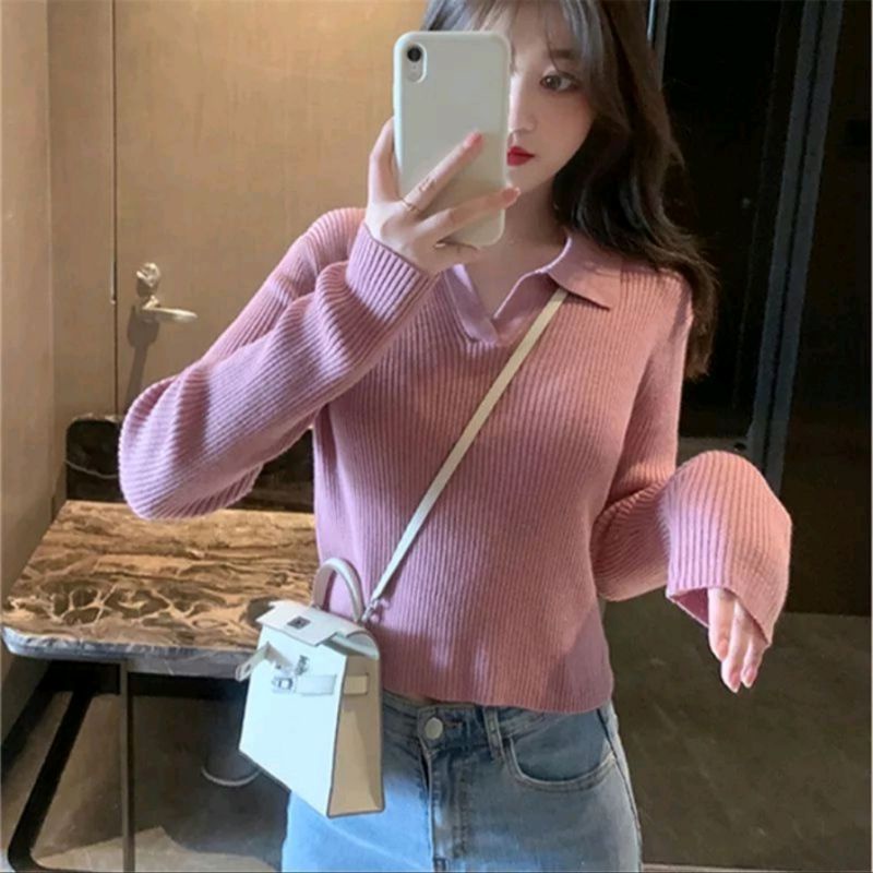 Sweater rajut wanita polo knit lucy @GS066