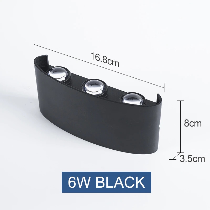 Lampu Hias Dinding LED Minimalis Aluminium 6W 6 LED Cool White - RL-B15 - Black