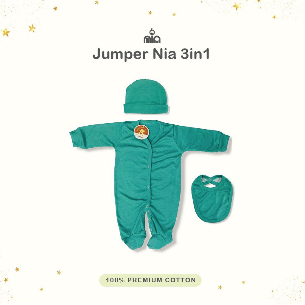 Promo !! Jumper Bayi Polos Nia Set//Sleepsuit Bayi Polos/Jumper  panjang + celemek  Bayi Murah