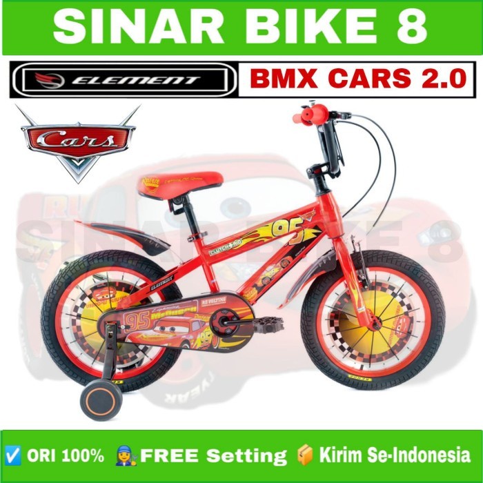 Sepeda Anak Laki BMX ELEMENT CARS 2.0 Knalpot Ukuran 16 dan 18 Inch