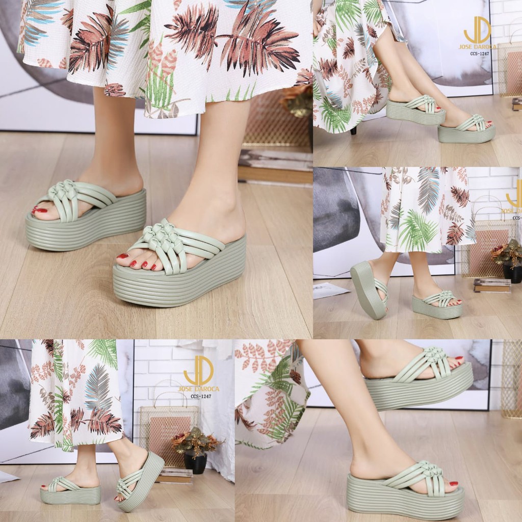 JOSE DAROCA Wedges Sandal Kulit #CCS-1247# Original