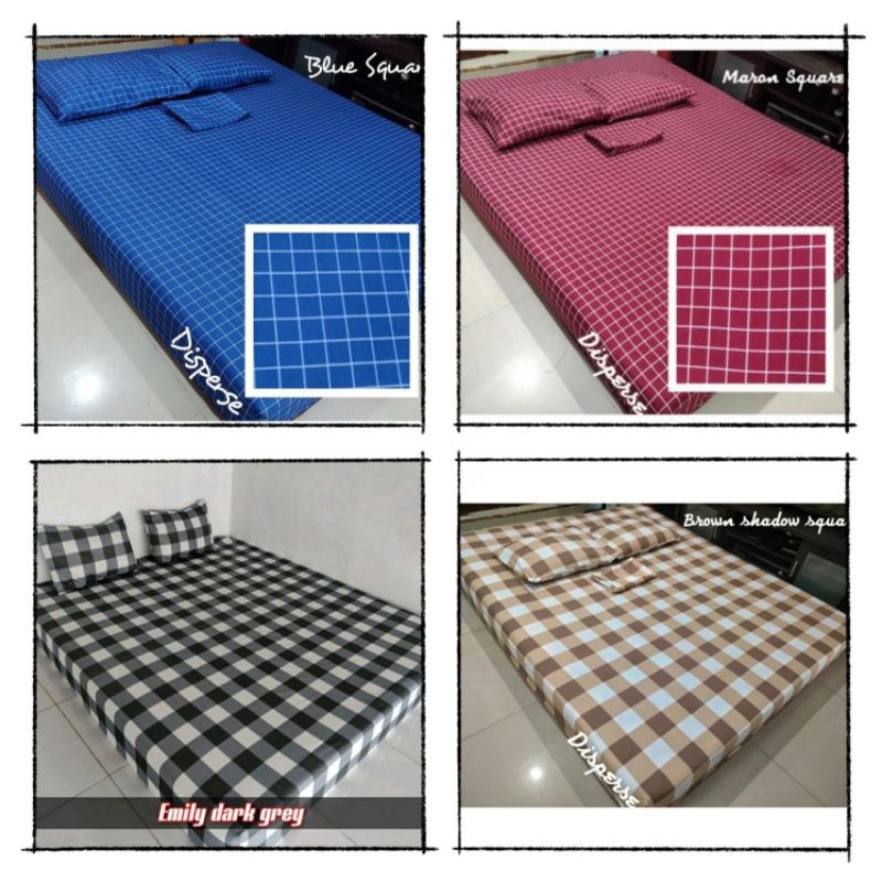 SEPREI 180×200 TERLARIS MOTIF GINGAM GREY(ABU),GINGAM GREEN(HIJAU),GINGAM KHAKI(COKLAT),BLUE
