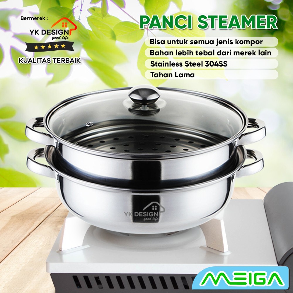 Panci Kukusan Stainless / Panci Steamer Stainless Panci 2 susun YK DESIGN YK-805