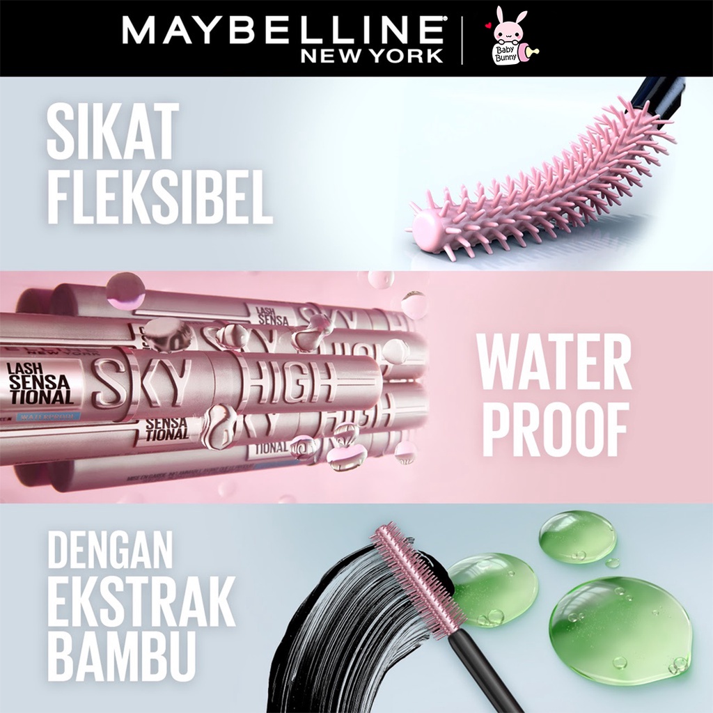 ❤ BELIA ❤ MAYBELLINE Sky High Mascara Waterproof Lash Sensational | Full Volume | Long Lash | Maskara Tahan Air | BPOM