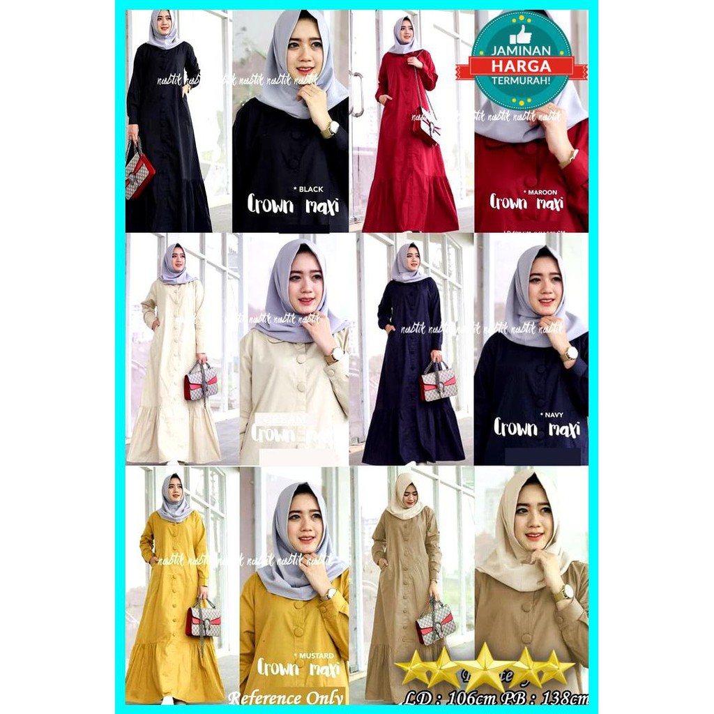 BAJU MUSLIM MAXI CROWN MAXI WARNA MAROON