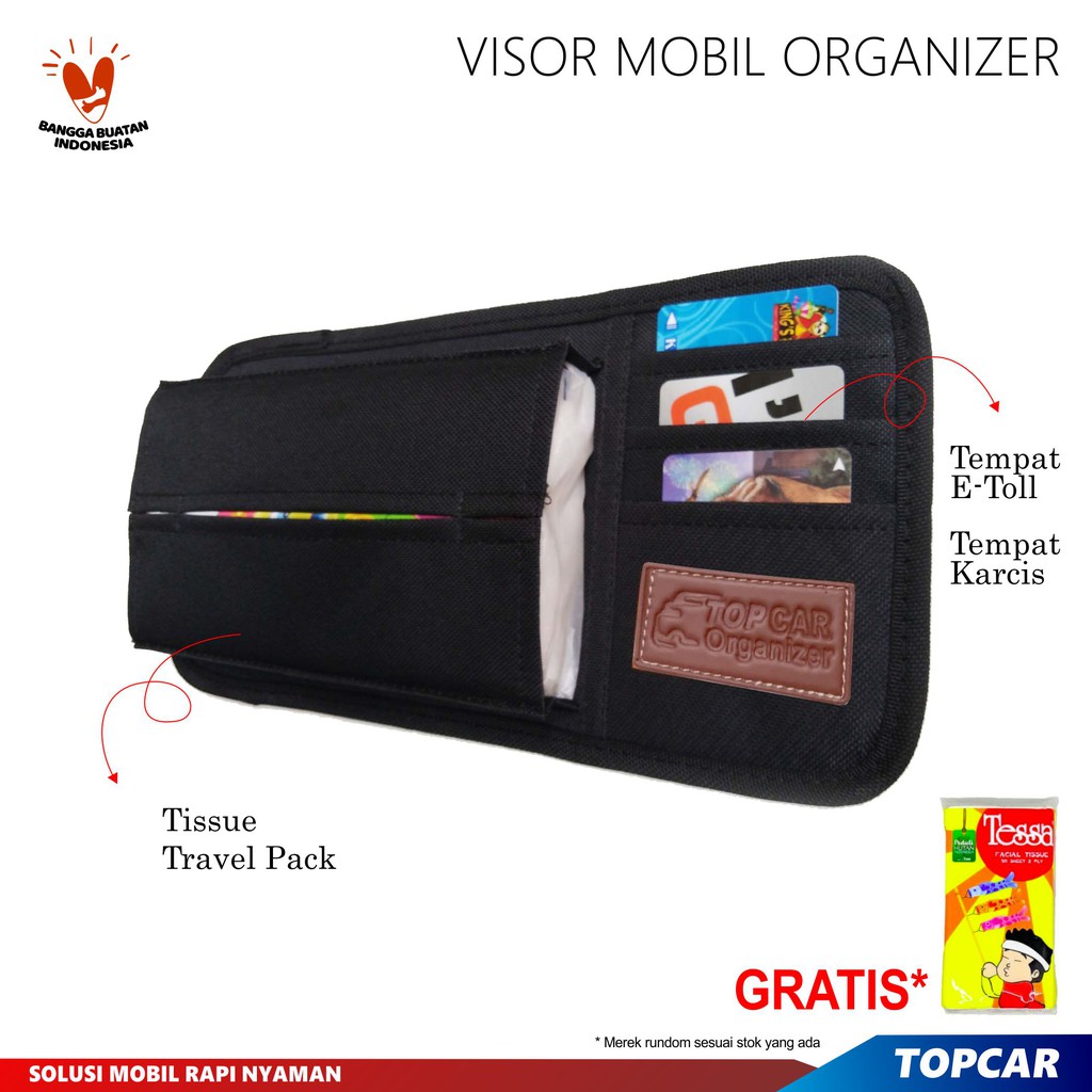 Visor Mobil Organizer TOPCAR Tempat Kartu E-toll Tisu Mobil Visor Organizer Aksesoris Mobil