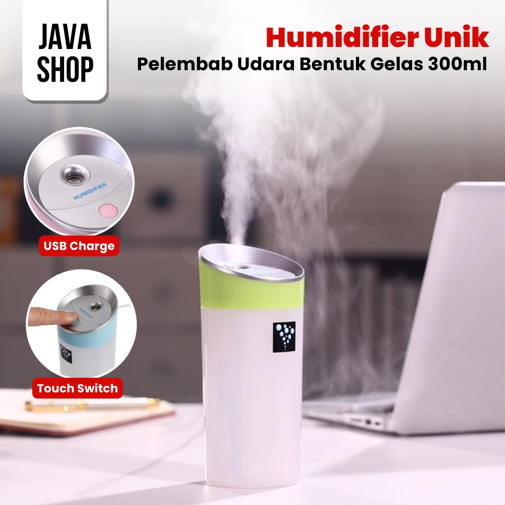 JAVASHOP Humidifier Unik Pelembab Udara Bentuk Gelas Pengharum Ruangan