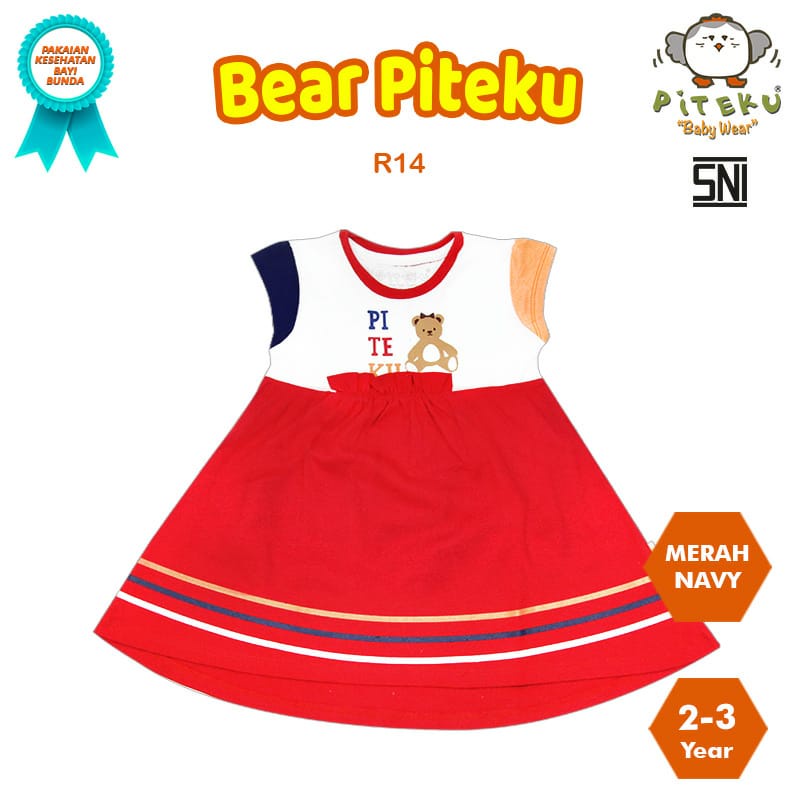 PITEKU DRESS LENGAN KUTUNG BEARPTK R14 01875051 / DRESS ANAK