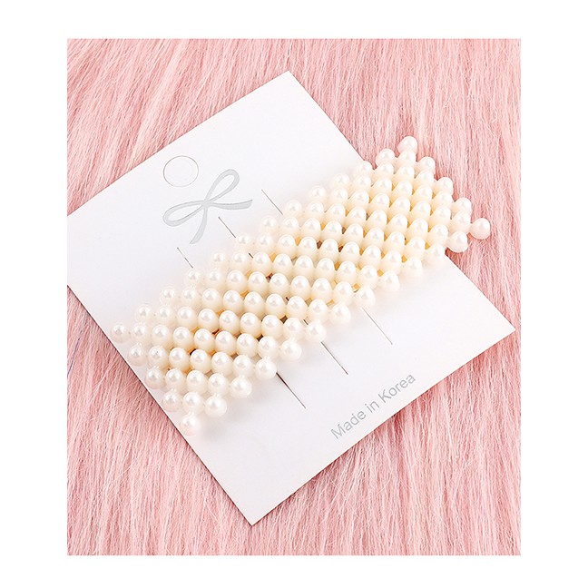 LRC Jepit Rambut Fashion Gold Long Triangle Pearl Hairpin Y61649