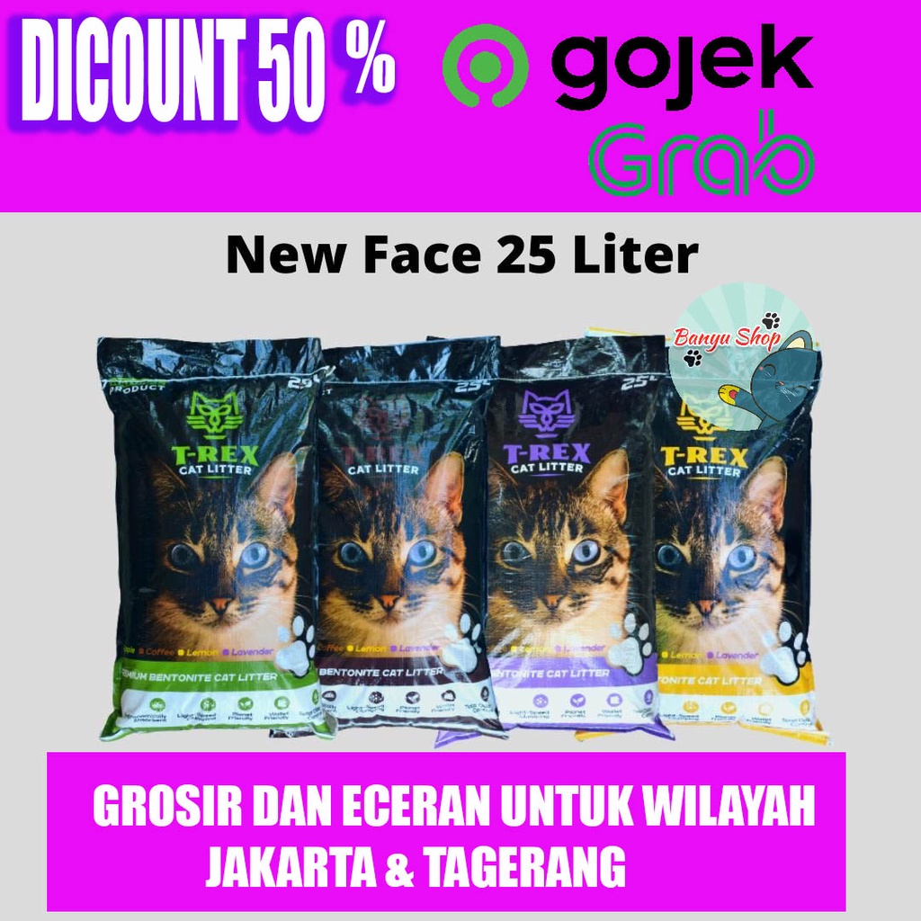 NEW-25 LITER PASIR GUMPAL WANGI T REX-PASIR KUCING GUMPAL WAGI-PENGHILANG BAU-