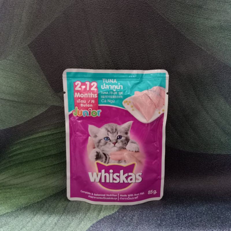 Whiskas pouch sachet 80gr / junior tuna / junior mackerel / mackerel/ocean fish /salmon / saba