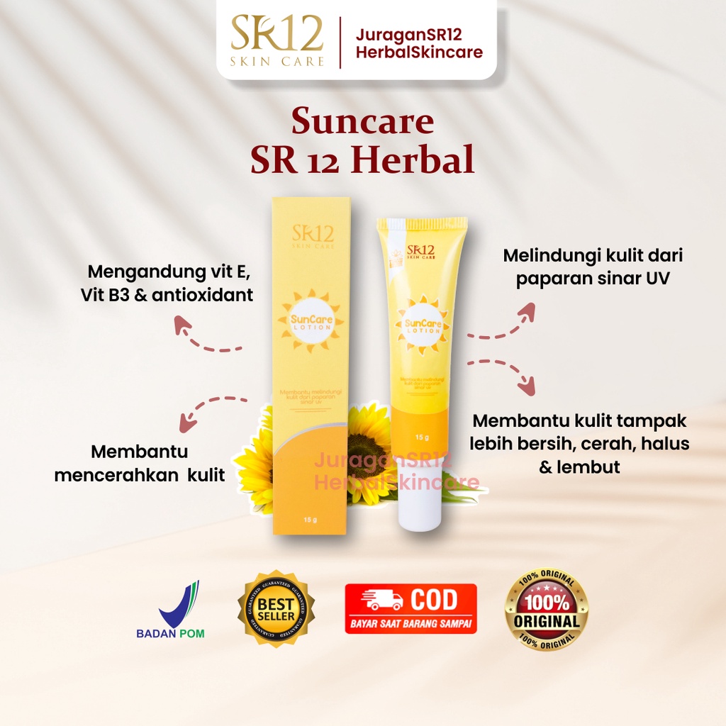 Suncare SR12 Sunscreen Sunblock Badan Pencerah Kulit Pelembab Kulit Kering Pelindung Kulit Dari Sinar Matahari Spf 25