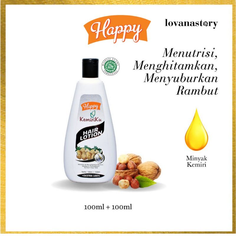 COD Gratis Happy Hair Lotions Kemiri 100 ml + 100 ml Hair Conditioner Penyubur Rambut