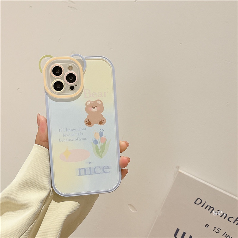 Soft Case TPU Transparan Shockproof Motif Beruang Untuk iPhone 14 13 12 11 Pro Max X Xr Xs Max SE 8 7 6 6s Plus