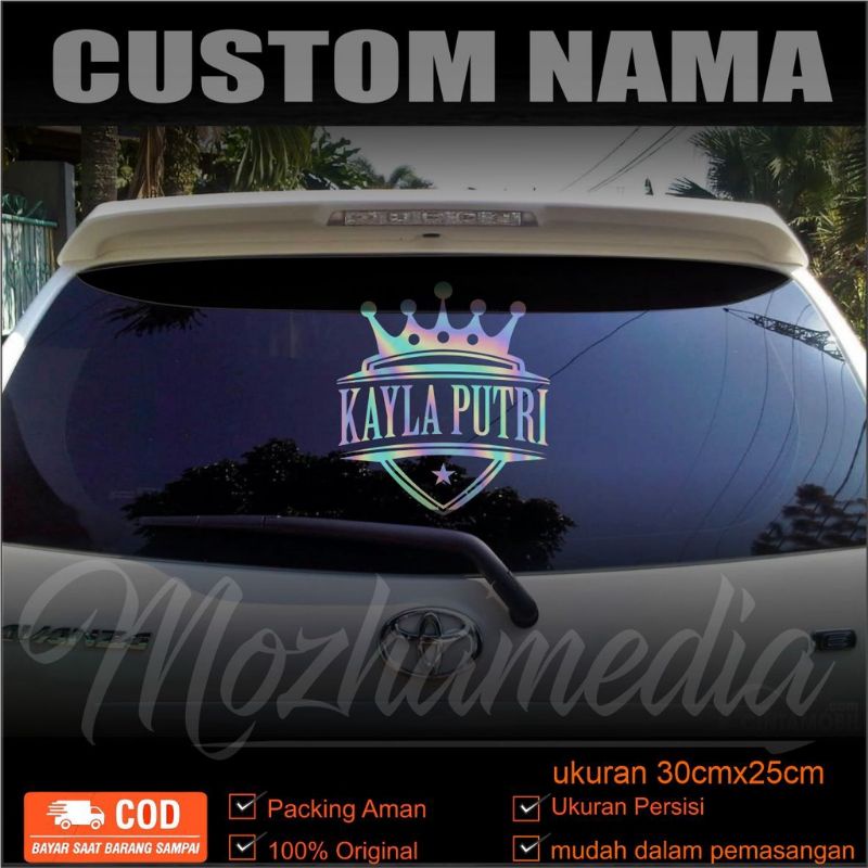 sticker cutting kaca mobil belakang custom nama