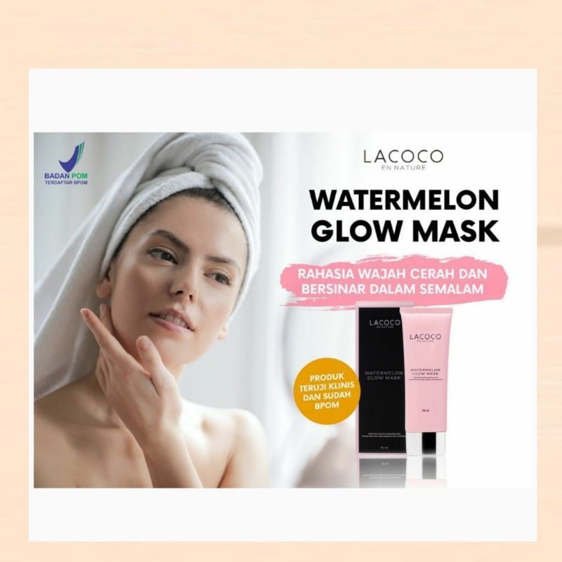 Lacoco Watermelon Glow Mask Original Sleeping Mask Cream Masker Malam BPOM Aman