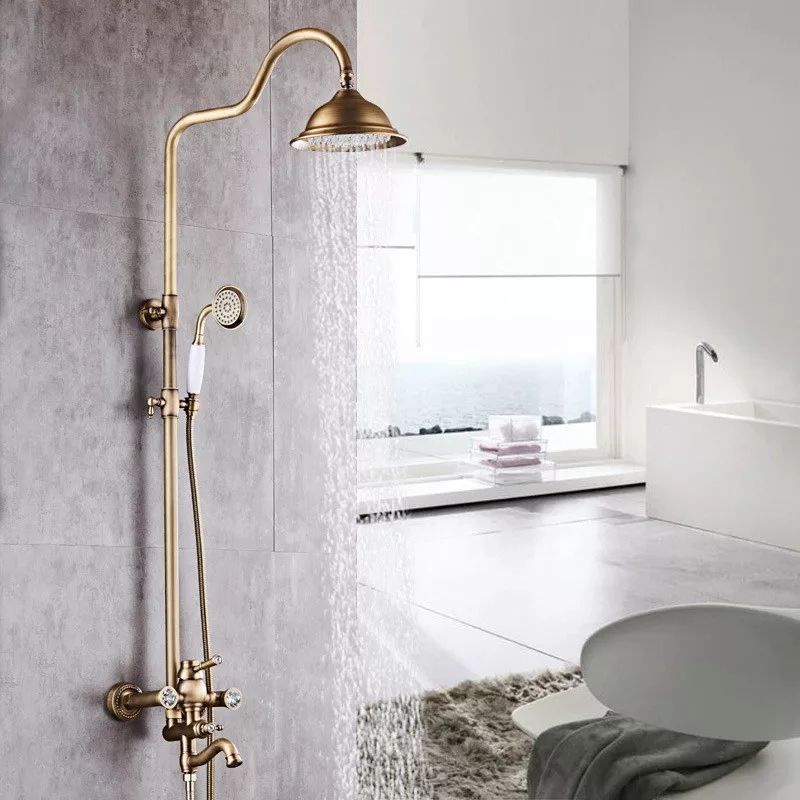 Shower tiang FSD GOLD / ROSE GOLD Coulomn set panas dingin emas kran tiang klasik