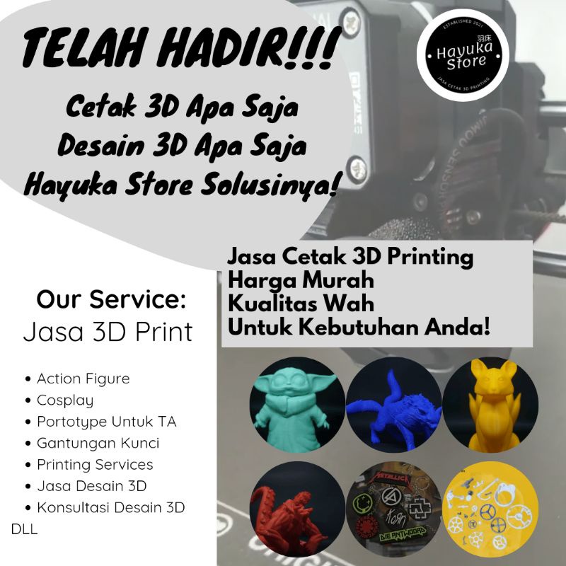 JASA CETAK 3D PRINTER/CETAK 3D/JASA CETAK 3D PRINTING MURAH