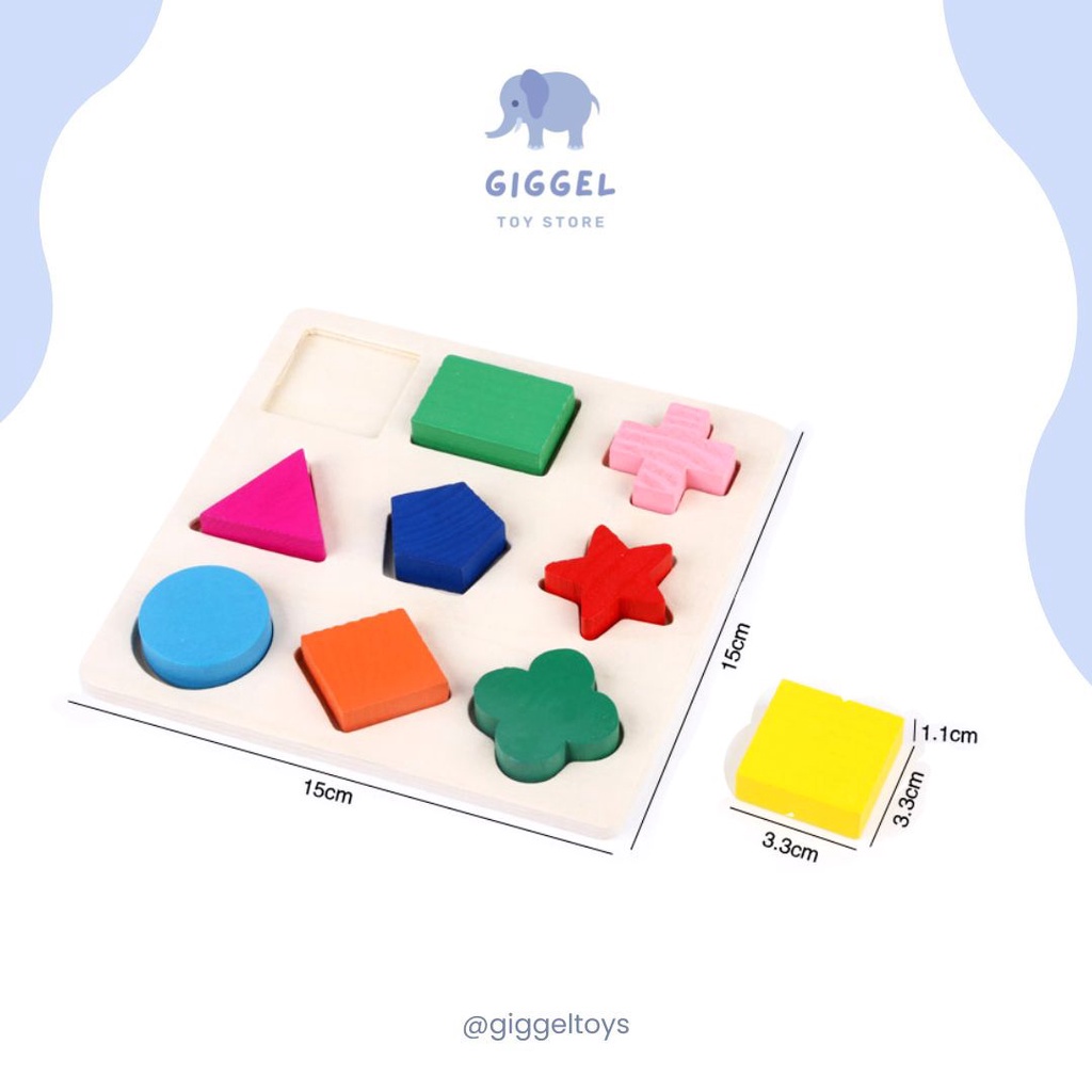 [ Giggel ] Mainan Kayu Edukasi Anak Wooden Toys Puzzle Geometri Kayu / Puzzle Geometri 3D / Shape Sorting 4in1 Wooden Toys