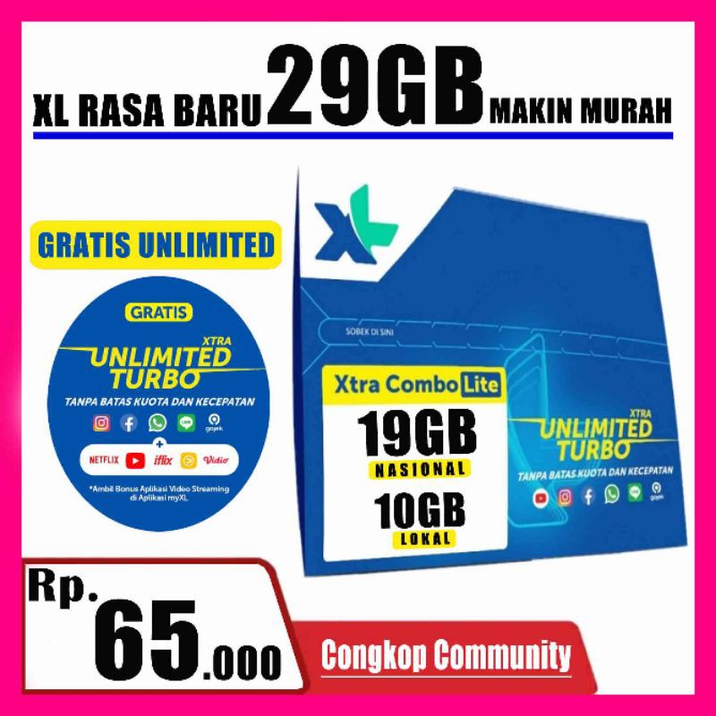 Kartu Perdana XL Xtra Combo Lite Hingga 29GB+Xtra Unlimited