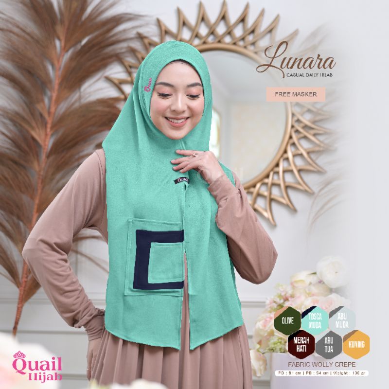 Hijab Instan Bergo Crepe Syari Original Jilbab Quail LUNARA