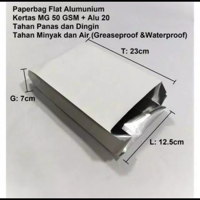 

NEW Paper Bag Flat Alumunium uk. S