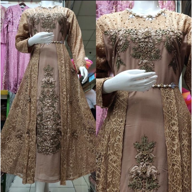 (COD)GAMIS PESTA MEWAH /BROKAT TILLE BORDIR