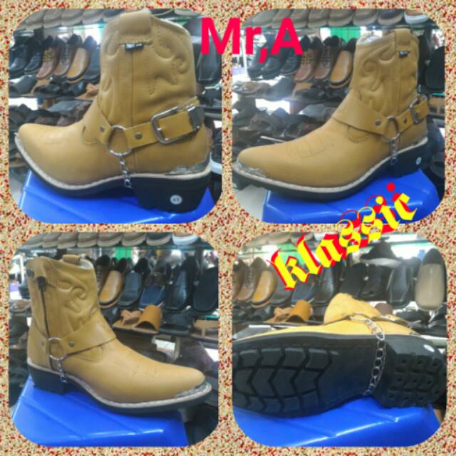 Sepatu jengel boot harley kulit Mr,LA